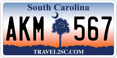 SC license plate AKM567