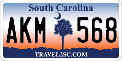 SC license plate AKM568