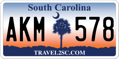 SC license plate AKM578
