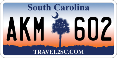 SC license plate AKM602