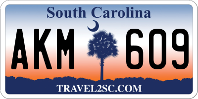 SC license plate AKM609