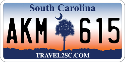 SC license plate AKM615