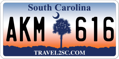 SC license plate AKM616