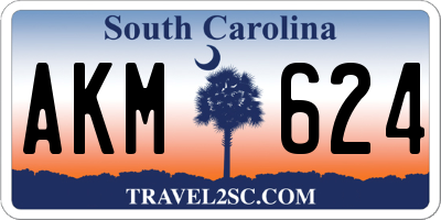 SC license plate AKM624