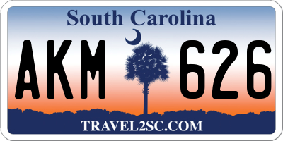 SC license plate AKM626