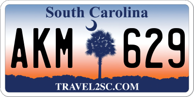 SC license plate AKM629