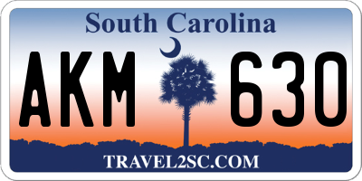 SC license plate AKM630