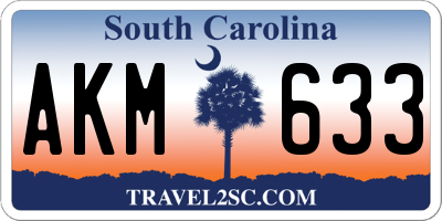 SC license plate AKM633