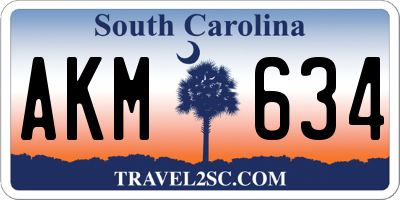 SC license plate AKM634