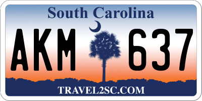 SC license plate AKM637