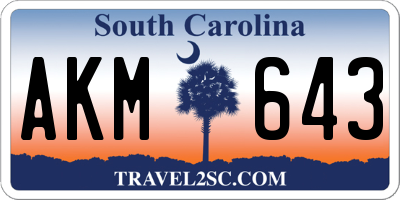 SC license plate AKM643