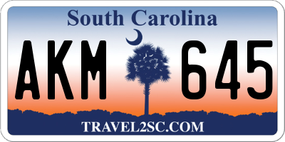 SC license plate AKM645