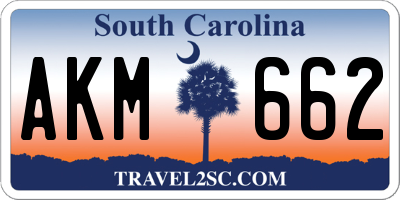 SC license plate AKM662