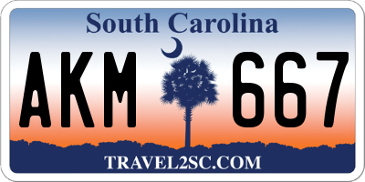 SC license plate AKM667