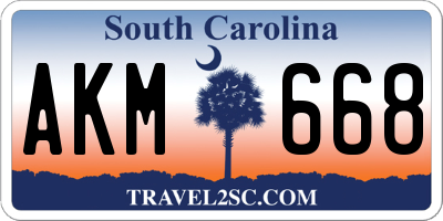 SC license plate AKM668