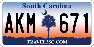 SC license plate AKM671