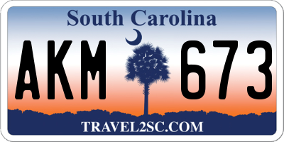 SC license plate AKM673