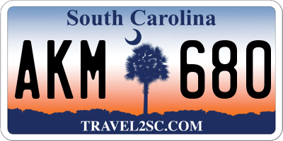 SC license plate AKM680