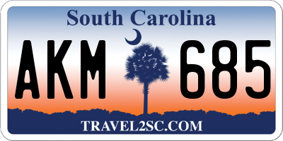 SC license plate AKM685