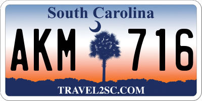 SC license plate AKM716