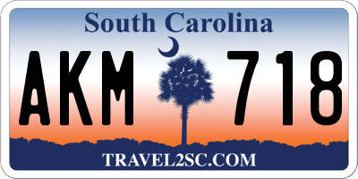 SC license plate AKM718