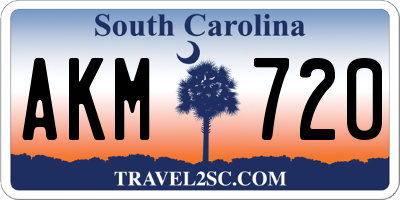 SC license plate AKM720