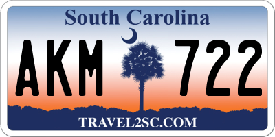 SC license plate AKM722