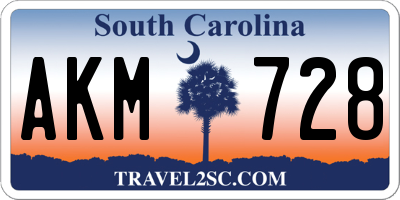 SC license plate AKM728