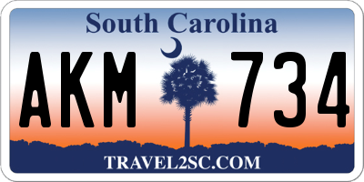 SC license plate AKM734