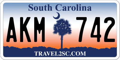 SC license plate AKM742