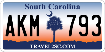 SC license plate AKM793