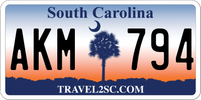 SC license plate AKM794