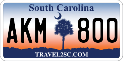 SC license plate AKM800