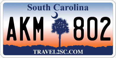 SC license plate AKM802