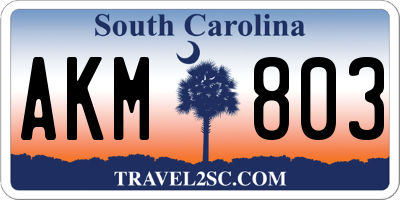 SC license plate AKM803