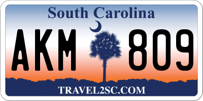 SC license plate AKM809