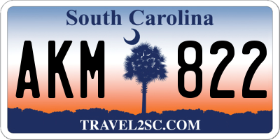 SC license plate AKM822
