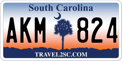 SC license plate AKM824