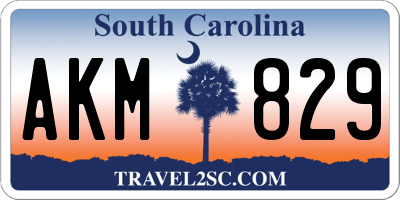 SC license plate AKM829