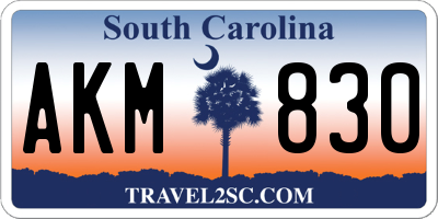 SC license plate AKM830
