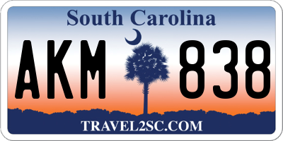 SC license plate AKM838