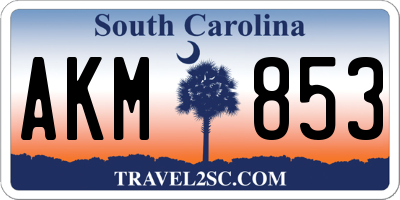 SC license plate AKM853