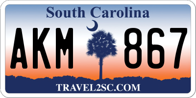SC license plate AKM867