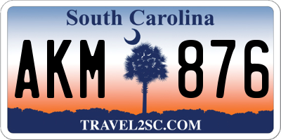 SC license plate AKM876