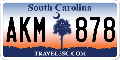 SC license plate AKM878
