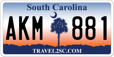 SC license plate AKM881