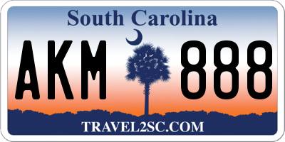 SC license plate AKM888