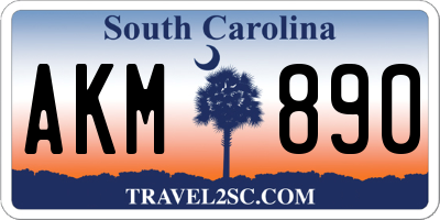 SC license plate AKM890