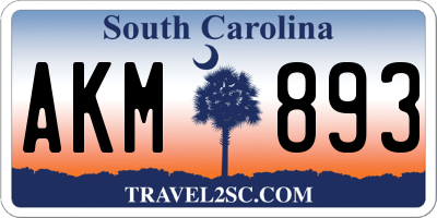 SC license plate AKM893