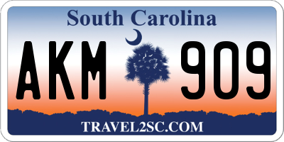 SC license plate AKM909